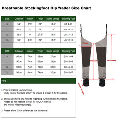 Ussuris Waterproof Breathable Stocking Foot Hip Waders