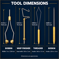 Ussuris Fly Tying Tools with Bobbin Thread Holder, Wire Threader, Whip Finisher,Bodkin