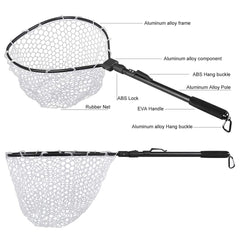Ussuris Aluminum Alloy Pole fold Rubber Fishing Net for Fly Fishing Network