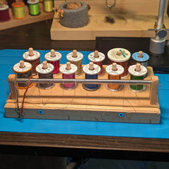 Ussuris Wooden Fly Tying Spools Thread Holder Stand, Thread Organizer for Fly Fishing Tying Materials