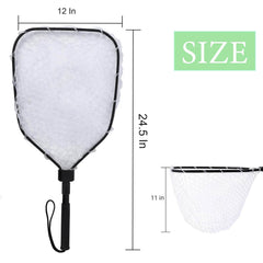 Ussuris Foldable Fishing Net for Trout, Soft Rubber Fishing Net with Handle, Fly Fishing Landing Net for Easy Catch & Release