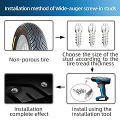 Ussuris 100pcs Tire Studs Screw in Tire Studs for Wading/Running/Fly Fishing Boots,Running ShoesFat/Snow Bike,Lawnmower,Lawn Sweeper,snowblower,Small Tractor,ATV,UTV,Motorcycle