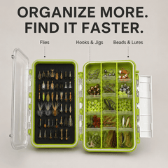 Ussuris Waterproof Sealed, Clear Fishing Tackle Box Tray Storage Case, Slit Foam for Jig Heads-Flies-Spoons-Rigs and Lures