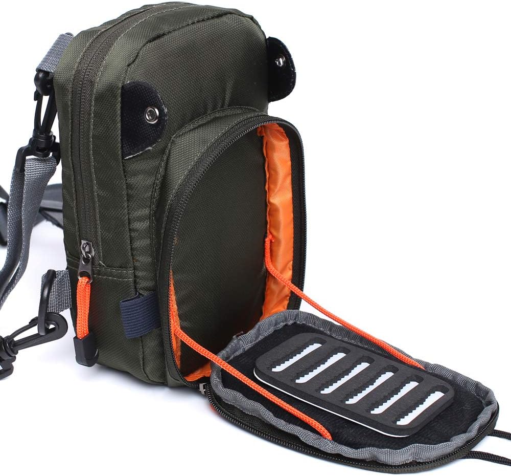 Ussuris Premium Fly Fishing Chest Pack - Zippered Fly Bench, Detachable Foam Fly Patch, Adjustable Padded Straps