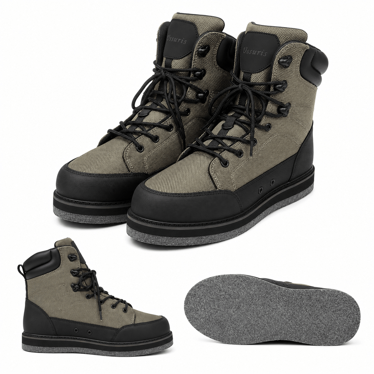 Ussuris Fly Fishing Felt & Rubber Sole Wading Boots Waders Shoes