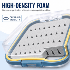 Ussuris Plastic Waterproof Pocket Fly Fishing Box Double Side Clear Lid Easy Grip Foam with Lanyard Mini Fly Box