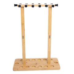 Ussuris Fishing Rod Storage Racks, 100% Bamboo Floor Stand Fishing Pole Holders for Garage of 14 Rods or Combos