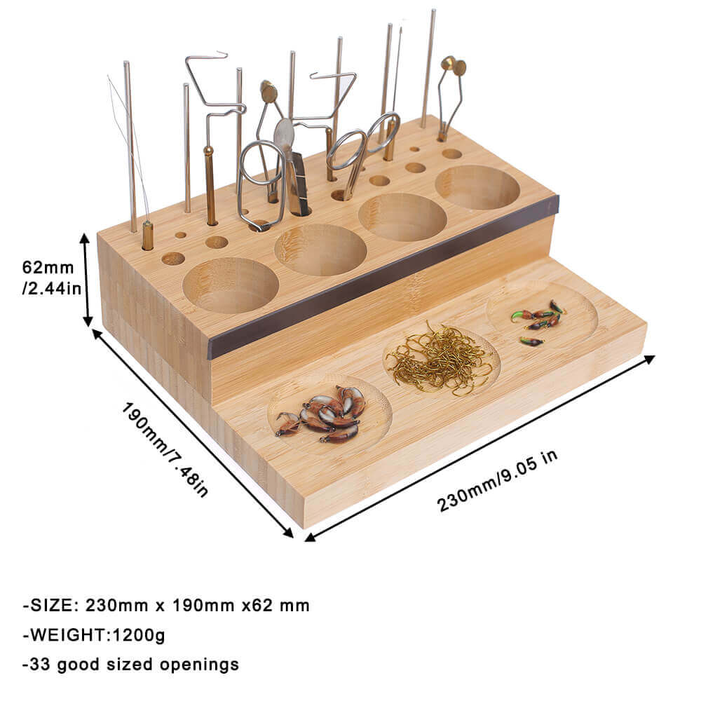 Ussuris Wooden Fly Tying Fishing Kit Organizer Fly Tying Tool Caddy Desktop Storage Rack