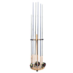 Ussuris Round 15 Fishing Rod Storage Rack - Features Traditional Handcrafted Bamboo Post - No Tool Assembly, Bamboo