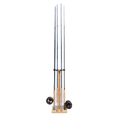 Ussuris Fishing Rod Storage Racks, 100% Bamboo Floor Stand Fishing Pole Holders for Garage of 8 Rods or Combos