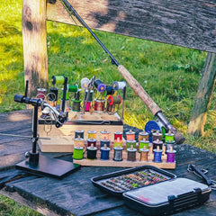 Ussuris Wooden Fly Tying Fishing Kit Organizer Fly Tying Tool Caddy Desktop Storage Rack