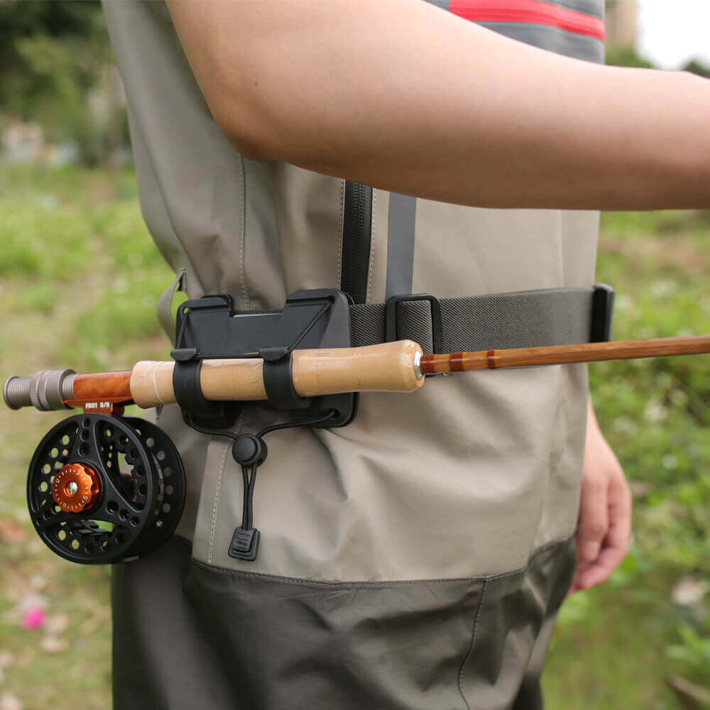 Ussuris 3rd Hand Fishing Clip Rod Holder Rotatable for Fly Fishing Bank Fishing Belt Wading