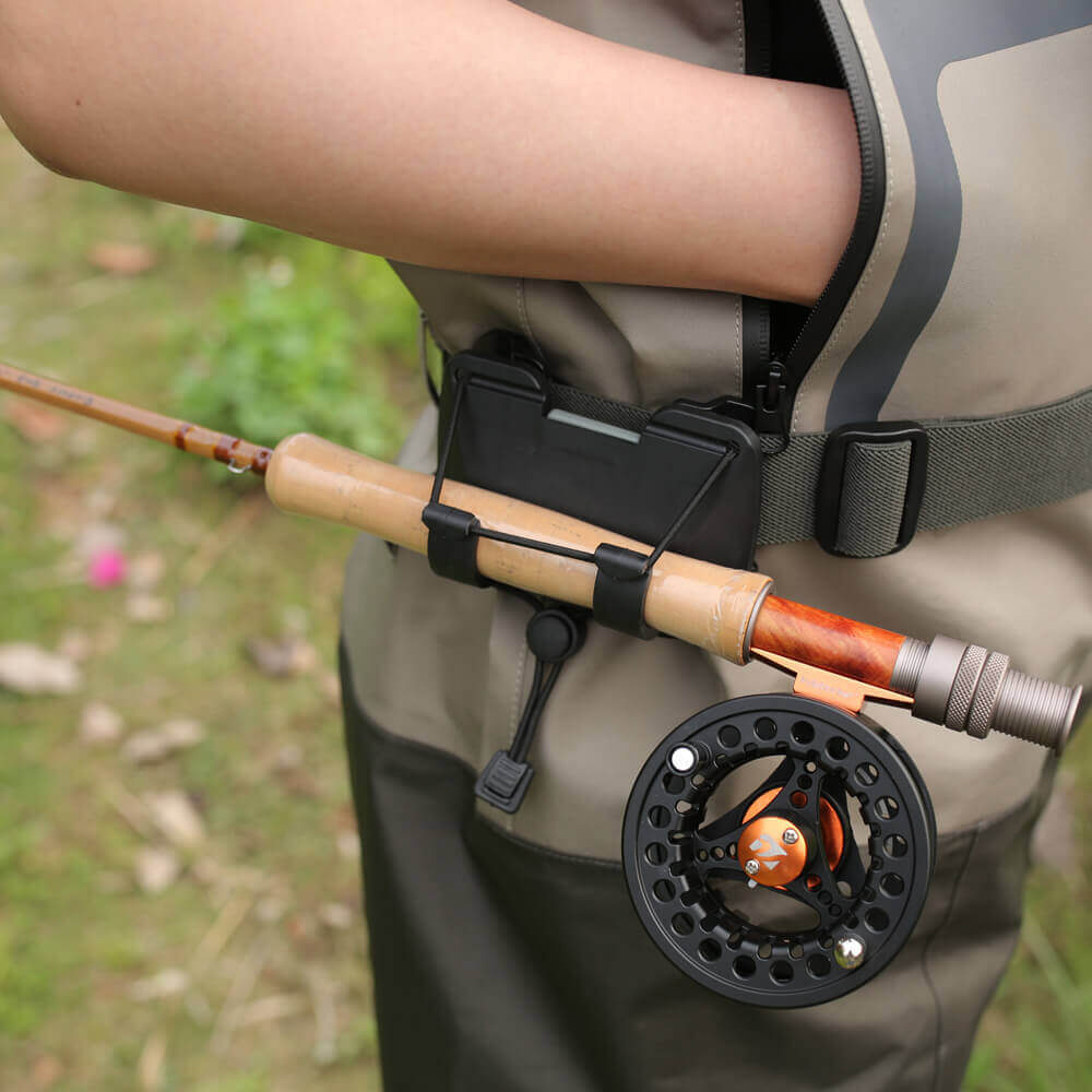 Ussuris 3rd Hand Fishing Clip Rod Holder Rotatable for Fly Fishing Bank Fishing Belt Wading