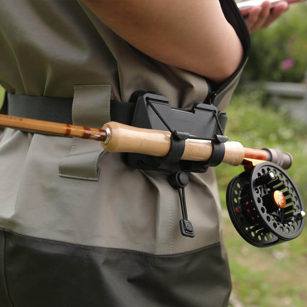 Ussuris 3rd Hand Fishing Clip Rod Holder Rotatable for Fly Fishing Bank Fishing Belt Wading